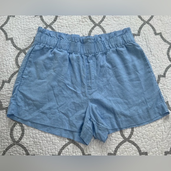 A New Day Light Blue Pull On Linen Blend Shorts Women’s Size Large - Picture 1 of 15